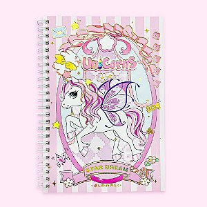 Caderno Espiral Pautado A5 Unicorns Fada Rosa