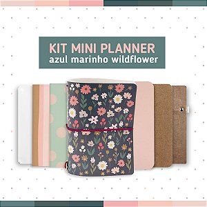 Kit Mini Planner Azul Marinho Wildflowers