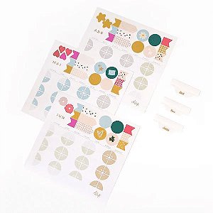 Kit Mini Planner Capa Dura Xadrez Vichy Azul Marinho - Fancy Goods