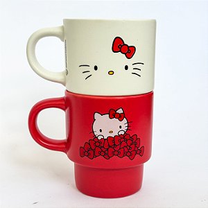 Kit Canecas de Cerâmica 150ml Empilháveis Hello Kitty