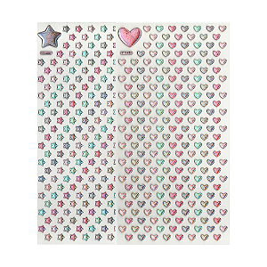 Adesivo Decorativo Alto-Relevo Glitter Estrela e Coração