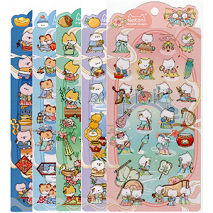 Adesivo Decorativo Animais de Kimono Nekoni