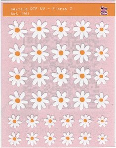 Cartela de Adesivo DTF UV Flores 2 - Lilipop