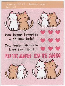 Cartela de Adesivo DTF UV Gatinho Casal - Lilipop