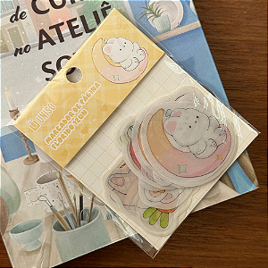 Kit de 12 Marca Páginas Floridos Coelhinho e Cachorrinho