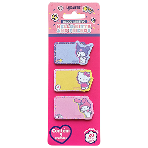 Cartela de Blocos Autoadesivos Hello Kitty And Friends 3 Unidades