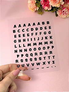 Cartela de Adesivo DTF UV Alfabeto Preto G - Lilipop