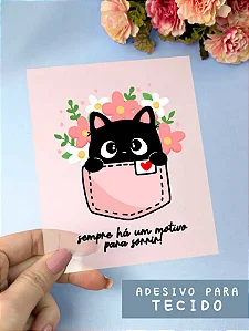 Cartela de Adesivo DTF Têxtil Gatinho no Bolso - Lilipop