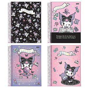 Caderno Universitário Pautado Espiral Capa Dura 20x27,5cm 01 Matéria Kuromi