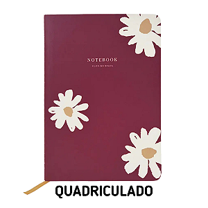 Caderno Quadriculado Red Mocha Floral Para Planner A.Craft Tamanho Padrão