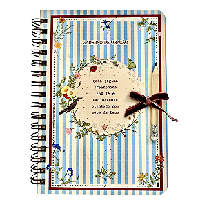 Caderno de Oração Espiral Pautado Cada Página Preenchida com Capa de Madeira