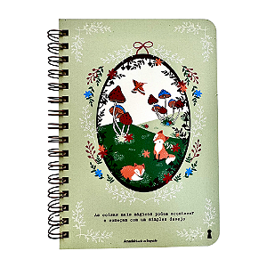 Caderno Espiral Pautado com Capa de Madeira Coisas Mágicas Podem Acontecer