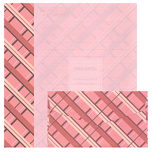 Kit Com 6 Papéis de Carta +3 Envelopes - Xadrez Vermelho