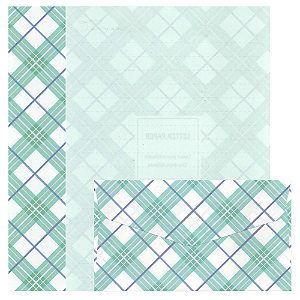 Kit Com 6 Papéis de Carta +3 Envelopes - Xadrez Azul