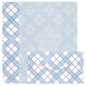 Kit Com 6 Papéis de Carta +3 Envelopes - Xadrez Azul e Vermelho