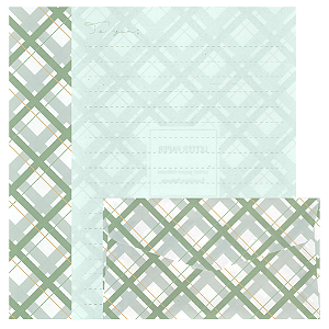 Kit Com 6 Papéis de Carta +3 Envelopes - Xadrez Verde