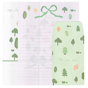 Kit Com 6 Papéis de Carta +3 Envelopes - Flores Miss You