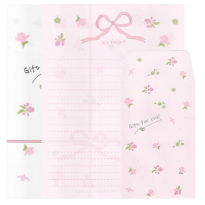 Kit Com 6 Papéis de Carta +3 Envelopes - Flores Gift For You