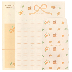 Kit Com 6 Papéis de Carta +3 Envelopes - Flores Present To You