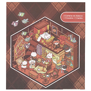 Adesivo Decorativo com Cenário Montável Escola de Mágia - Vermelho
