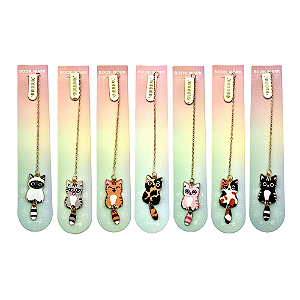 Marca Páginas De Metal Com Pingente Gatinhos