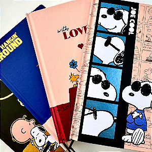 Caderno Brochura Snoopy Capa Dura Estilo Sketchbook Sem Pauta