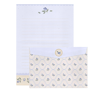 Kit Com 4 Papéis de Carta + 4 Envelopes Blueberry - Cartões Gigantes