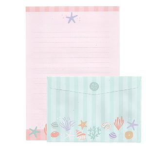 Kit Com 4 Papéis de Carta + 4 Envelopes Oceano - Cartões Gigantes