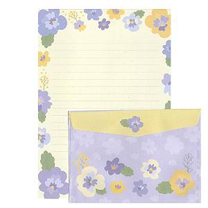Kit Com 4 Papéis de Carta + 4 Envelopes Amor Perfeito - Cartões Gigantes