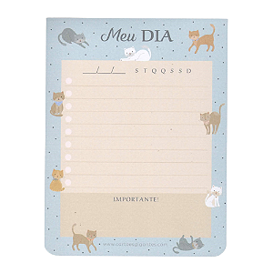 Bloco de Anotações Meu Dia Linha Gatos