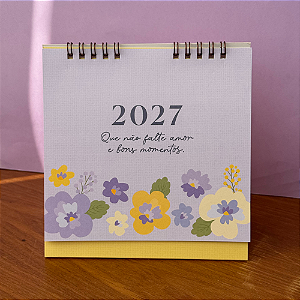 Calendário de Mesa 2027 Amor Perfeito Cartões Gigantes