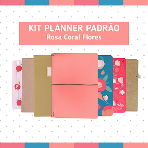 Kit Planner Padrão Rosa Coral Flores