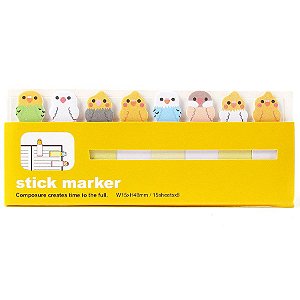 Marcador de Páginas Adesivo Stick Marker Pássarinho Amarelo