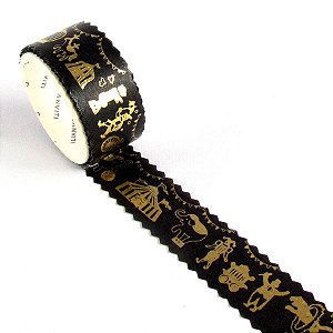 Fita Decorativa Washi Tape Masking Tape Circo Preto