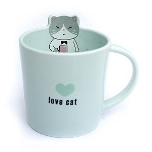 Caneca de Cerâmica Gato Love Cat Verde