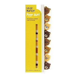 Marcador de Páginas Adesivo Stick Marker Peep Out Urso - Amarelo