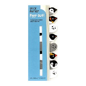 Marcador de Páginas Adesivo Stick Marker Peep Out Pinguim - Azul