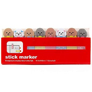 Marcador de Páginas Adesivo Stick Marker Cachorrinhos Poodle Vermelho