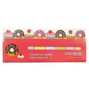 Marcador de Páginas Adesivo Stick Marker Donuts Cupcakes Rosa