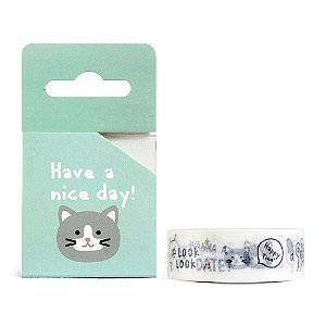 Fita Decorativa Washi Tape - Animais Have a Nice Day! Gato Verde