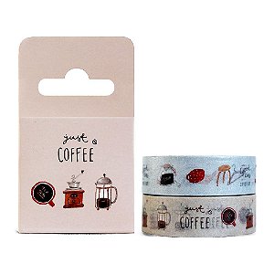 Kit de 2 Fitas Decorativas Washi Tape - Home Just Coffee Marrom