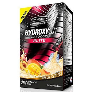 HYDROXYCUT HARCORE ELITE 20 sachês Muscletech Peach Iced Tea