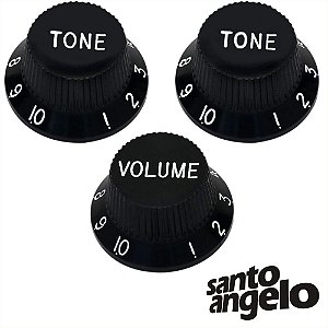 Knob Para Guitarra Strato Volume Tone Preto Santo Angelo