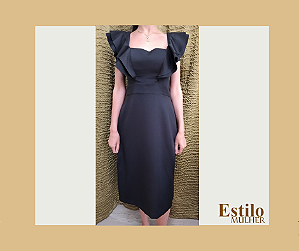Vestido midi preto