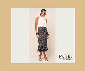 Saia preta poá midi