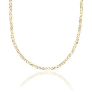 Colar Choker Riviera Cristal 2MM Semijoia Ouro 18K