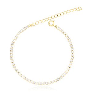 Pulseira Riviera Zircônia 2MM Semijoia Ouro 18K