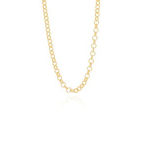 Colar Choker Elo Português 3MM Semijoia Ouro 18K