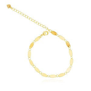 Pulseira Plaquinhas Ovais Lisas Semijoia Ouro 18K