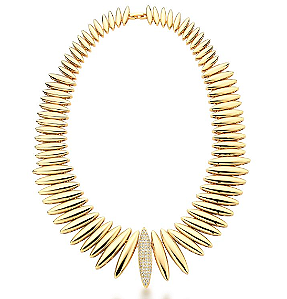 Colar Camadas Lisas Com Pingente Cravejado Em Ouro 18k